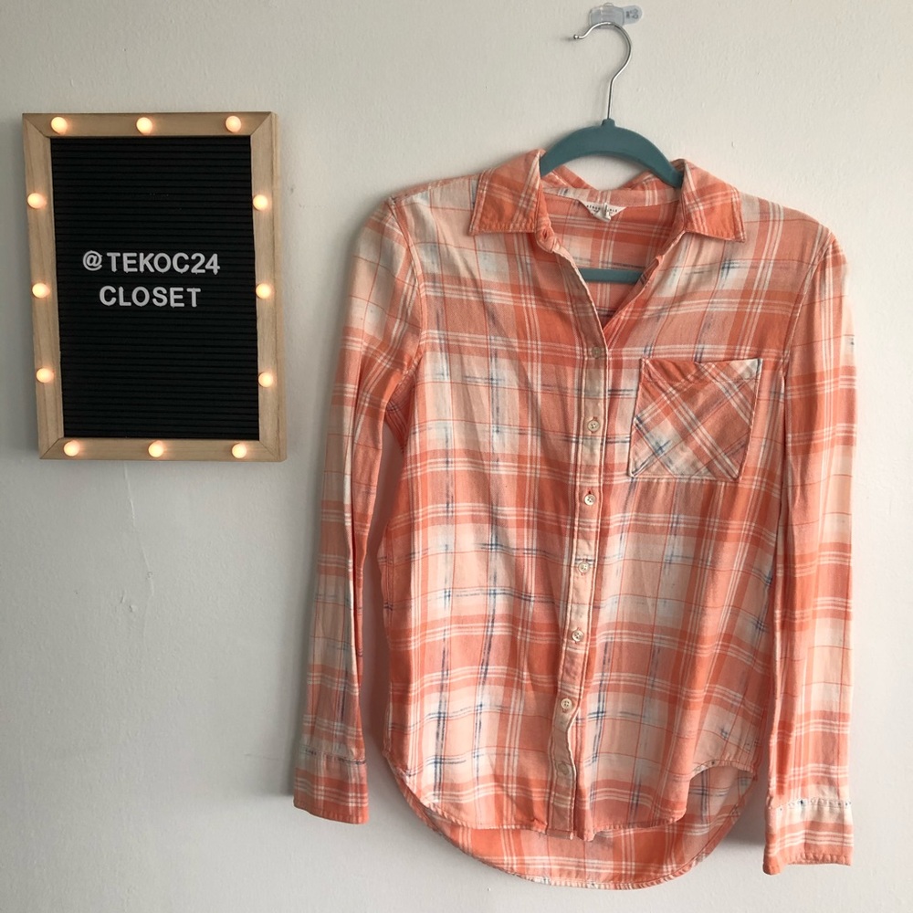 Aeropostale Thick Flannel - XS/Orange/Blue/White